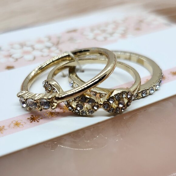 Torrid Gold-Tone Stack Rings with Clear Crystal Accents (Size 8) - Picture 4 of 7